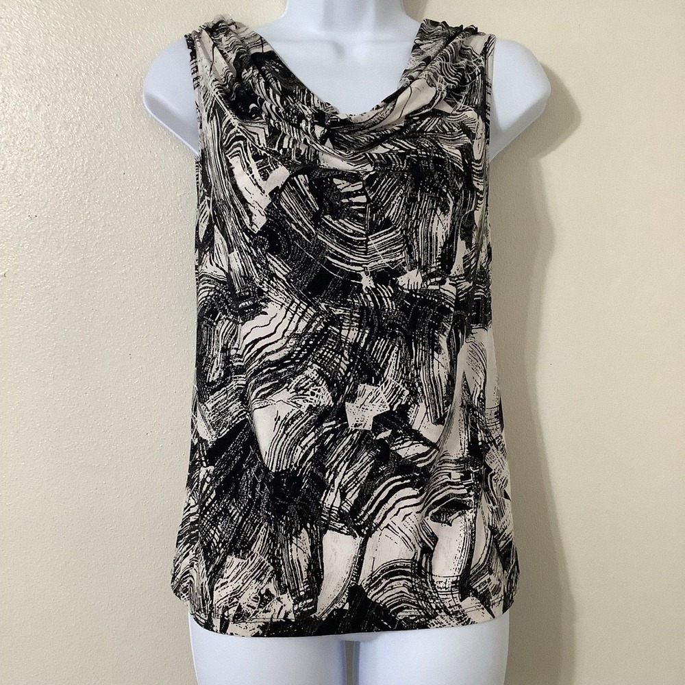 Vintage Y2K Abstract Beachy Summer Artsy Draped Neck Sleeveless Sparkly Top PS